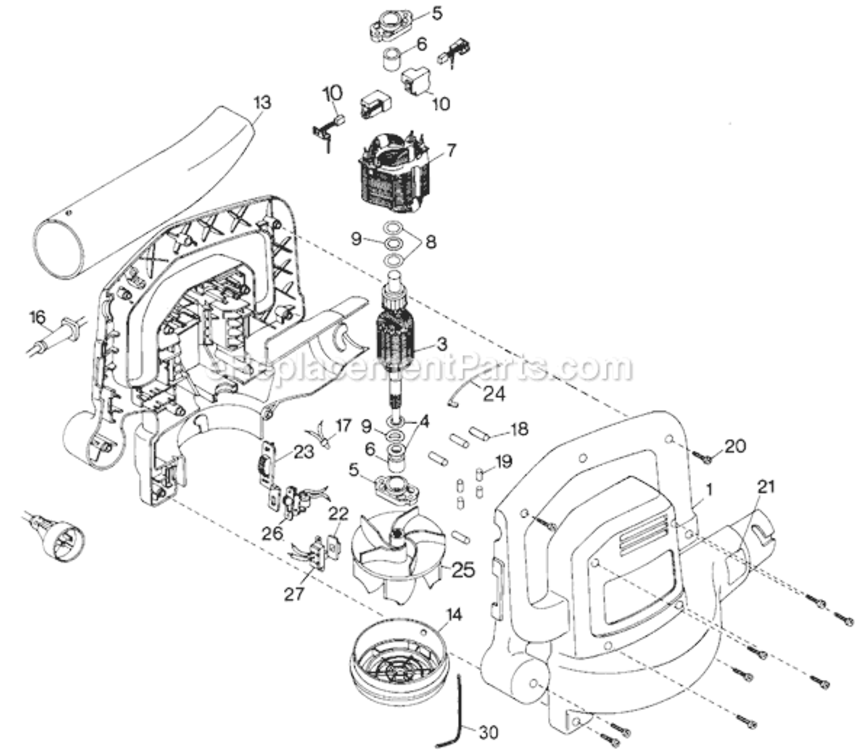 Page A Diagram and Parts List for 82410-04 Type 1 Black and Decker Leaf Blower / Vacuum